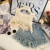 MiniChic – Stijlvol & Comfortabel – Set met boho top en denimshort 150 (9–10 jaar) | Educatief Speelgoed