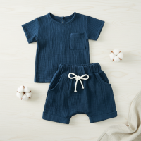 Baby Summer Outfit – Luchtig & Comfort – Kleding Set Marineblauw / 66 (3–6 maanden) | Educatief Speelgoed