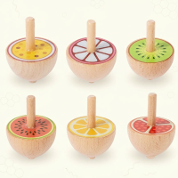 ColorSpin – Houten & Speels – Houten Fidget Tol Fruit (hout kleur) | Educatief Speelgoed