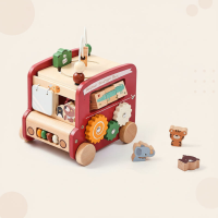 BusyRide – Educatief & Veelzijdig – Houten Montessori Activiteitenbus Rood | Educatief Speelgoed