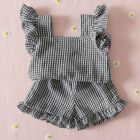 Girls Ruffle Tee – Luchtig & Schattig – Kinder Kleding Set Zwart / 80 (12 maanden) | Educatief Speelgoed