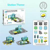 Magnetic Road Blocks – Creatief & Leerzaam – Magnetische Wegen Bouwset Station (33 onderdelen) | Educatief Speelgoed
