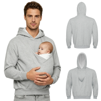 CuddleDad – Comfortabel & Praktisch – Heren Hoodie met Baby Buidel Grijs / XXL | Educatief Speelgoed