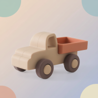 Montessori Silicone Toy Car – Veilig & Bijtvriendelijk – Siliconen Bijt Speelgoed Voertuig Beige Vrachtwagen | Educatief Speelgoed