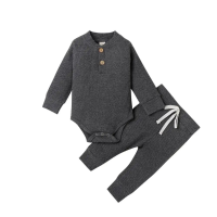 Mini Fashion™ – Comfortabel Baby Kledingset Donkergrijs / 80 (6–12 maanden) | Educatief Speelgoed