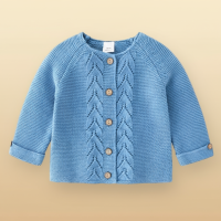 CozyCub – Comfortabel & Modieus – Gebreide Kinder Cardigan Sweater Blauw / 66 (0 3 maanden) | Educatief Speelgoed