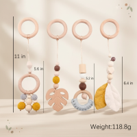 Wooden Baby Rattle Toy – Sensorisch & Veilig – Baby Gym Geel blad | Educatief Speelgoed