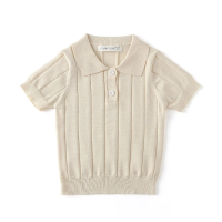 MiniLuxe – Elegant & Comfortabel – Polo Shirt met Gebreide Stof Crème / 140 (7–8 jaar) | Educatief Speelgoed