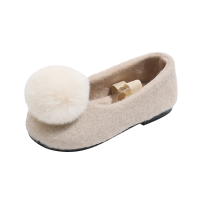 SoftSteps –  Warm & Zacht – Meisjes Schoentjes met Pluche Pompon Wit / 32 (6–7 jaar) | Educatief Speelgoed