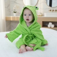 CozyNest – Zacht & Absorberend – Badjas met Dierendesign Groene kikker / 70 (0–18 maanden) | Educatief Speelgoed