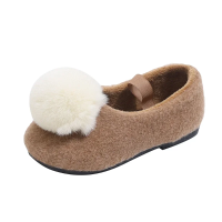 SoftSteps –  Warm & Zacht – Meisjes Schoentjes met Pluche Pompon Bruin / 32 (6–7 jaar) | Educatief Speelgoed