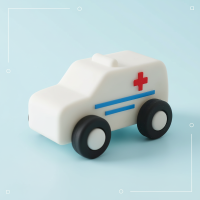 Montessori Silicone Toy Car – Veilig & Bijtvriendelijk – Siliconen Bijt Speelgoed Voertuig Blauwe Ambulance | Educatief Speelgoed