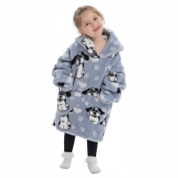 HappySnug – Schattig en comfortabel – Kinderdeken met capuchon One Size (1 3 jaar) / Grijze hond | Educatief Speelgoed