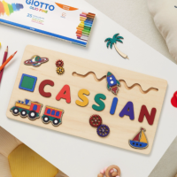 Woods™   Geef een blijvende herinnering!   Gepersonaliseerde puzzel Raket   Kleuren | Educatief Speelgoed