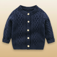 CozyCub – Comfortabel & Modieus – Gebreide Kinder Cardigan Sweater Donkerblauw / 100 (18 24 maanden) | Educatief Speelgoed