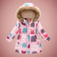 CozyTrend – Elegant & Knus – Gewatteerde Winterjas voor meisjes Roze beer  en kattenprint / 150 (8 10 jaar) | Educatief Speelgoed
