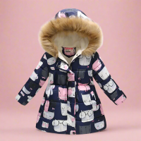 CozyTrend – Elegant & Knus – Gewatteerde Winterjas voor meisjes Marine beer patroon / 140 (7 8 jaar) | Educatief Speelgoed