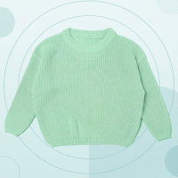 TinyStitch – Gepersonaliseerde Gebreide Naamtrui voor Baby’s & Kinderen Lichtgroen / 75 (12–18 maanden) / Handgemaakt borduurwerk | Educatief Speelgoed