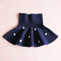 Girls Knitted Skirt – Comfort & Stijl – Kinder Rok Marineblauw / Parelbloesem / 110 (2–3 jaar) | Educatief Speelgoed