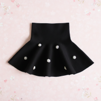 Girls Knitted Skirt – Comfort & Stijl – Kinder Rok Zwart / Parelbloesem / 110 (2–3 jaar) | Educatief Speelgoed