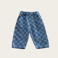DenimCheck – Comfortabel & Trendy – Kinder Broek met Blokjespatroon 80 (9–12 maanden) | Educatief Speelgoed