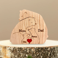 Family Puzzle™ – Gepersonaliseerd Moederdag Cadeau met Berenfamilie 2 Grote Beren + 2 kinderen | Educatief Speelgoed