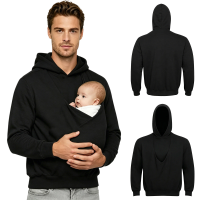 CuddleDad – Comfortabel & Praktisch – Heren Hoodie met Baby Buidel Zwart / S | Educatief Speelgoed