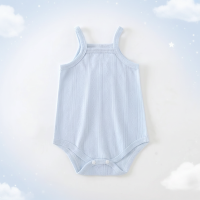 Summer Bodysuit – Luchtig & Comfort – Gebreide Baby Romper Blauw / 90 (12–18 maanden) / Witte knop | Educatief Speelgoed
