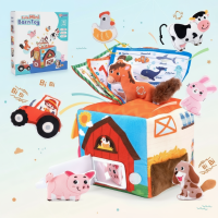 BabyBarn – Zacht & Leren – Boerderijhuis met Pluche Dieren Tissuebox met dieren | Educatief Speelgoed