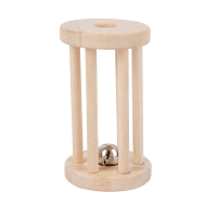 Music Rattle™ – Vrolijke Rolkooi – Houten Rammel Speelgoed Zilveren Bal (lang) | Educatief Speelgoed