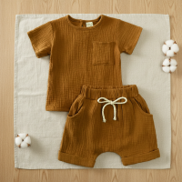 Baby Summer Outfit – Luchtig & Comfort – Kleding Set Bruin / 66 (3–6 maanden) | Educatief Speelgoed