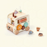 BusyRide – Educatief & Veelzijdig – Houten Montessori Activiteitenbus Wit | Educatief Speelgoed