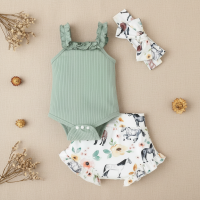 Baby Girl Summer Outfit – Schattig & Luchtig – Baby Kleding Set Groen / 100 (12–18 maanden) | Educatief Speelgoed