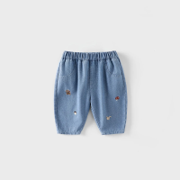 LittlePatch – Zacht & Comfortabel – Kinderbroek met Geborduurde Details Denim / 120 (4–5 jaar) | Educatief Speelgoed