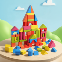 BlockyFun – Creatief & Educatief – 100 delige Houten Bouwblokken Set 82 stuks (Gekleurd) | Educatief Speelgoed