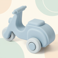 Montessori Silicone Toy Car – Veilig & Bijtvriendelijk – Siliconen Bijt Speelgoed Voertuig Blauwe Scooter | Educatief Speelgoed
