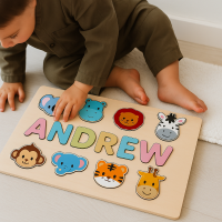 Woods™   Geef een blijvende herinnering!   Gepersonaliseerde puzzel Dierentuin | Educatief Speelgoed