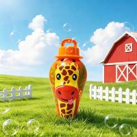 BubblePals – Vrolijk & Speels – Anti morsen Mini Bellenblaas met Dierendesign Oranje Giraf | Educatief Speelgoed