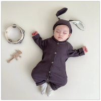 Mini Fashion™   Schattig Konijnen Design   Baby Romper Donker Grijs / 90 (12 24maanden) | Educatief Speelgoed