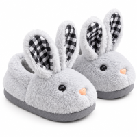 BunnyToes – Zacht & Warm – Pluche Konijnensloffen Grijs / 14 (2–3 jaar) | Educatief Speelgoed