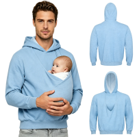 CuddleDad – Comfortabel & Praktisch – Heren Hoodie met Baby Buidel Blauw / XXL | Educatief Speelgoed
