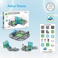 Magnetic Road Blocks – Creatief & Leerzaam – Magnetische Wegen Bouwset Politie (30 onderdelen) | Educatief Speelgoed