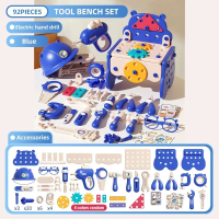 Tool Master   Bouw & Speel   Gereedschapskist Speelset 92 stuks (Blauw) | Educatief Speelgoed