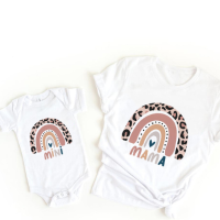 Mini Fashion™   Mama & Dochter   Matchende Shirt & Romper Wit   Print Regenboog / Vrouwen   XXL | Educatief Speelgoed