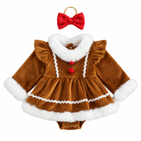 LittleGinger – Warm & Feestelijk – Baby Kerst Jumpsuit met Haarband 70 (6–12 maanden) | Educatief Speelgoed