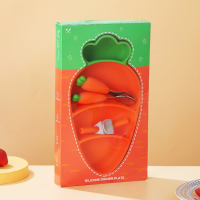 MiniMeal – Veilig & Antislip – Siliconen Peuterbord Set met Bestek ?Wortelen (set van 5) | Educatief Speelgoed