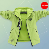 Reversible Kids Jacket – Waterdicht & Winddicht – Lichtgewicht Jas Yello Groen / 170 (13–14 jaar) | Educatief Speelgoed