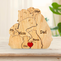 Family Puzzle™ – Gepersonaliseerd Moederdag Cadeau met Berenfamilie 2 Grote Beren + 4 kinderen | Educatief Speelgoed