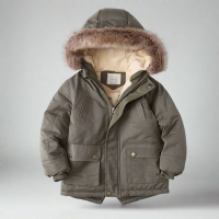 CozyTrend – Elegant & Warm – Parka Winterjas met Bontkraag Koffie / 130 (7–8 jaar) | Educatief Speelgoed