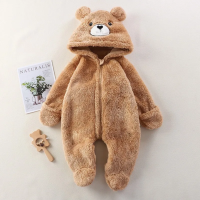 CozyBear – Zacht & Warm – Baby Onesie met Dieren Capuchon Beer / 59 (0–3 maanden) | Educatief Speelgoed